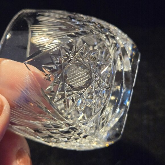 Rare Polish Cut Crystal Mushroom Shaped jam jar Starburst Design Decorative Glas - Picture 8 of 8